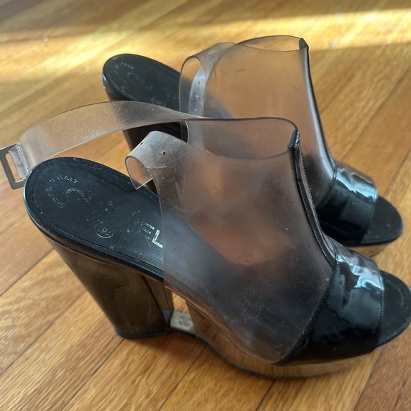 SOLD Authentic Chanel Platform PVC Heels 38.5 - Picture 3 of 6